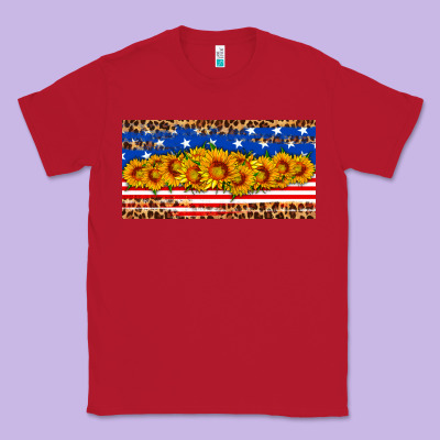 Usa Flag Sunflowers License Plate Classic Tee Designed By Hra Design Shop