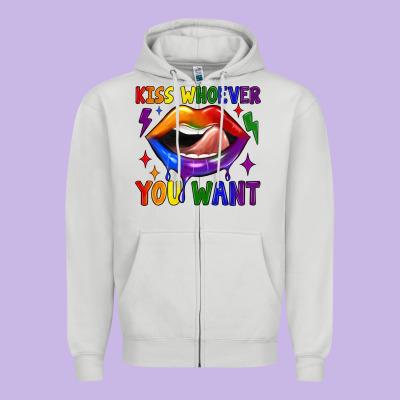 Kiss Whoever You Want Zipper Hoodie Designed By Jahusdesignshop