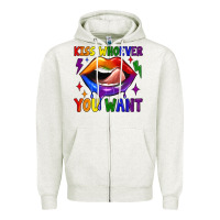Oatmeal Heather kiss whoever you want Zipper Hoodie - JahusDesignShop