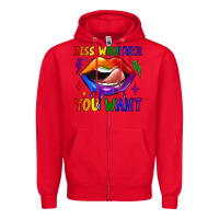 Red kiss whoever you want Zipper Hoodie - JahusDesignShop