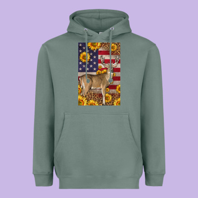 Western American Deer Heavyweight Hoodie Designed By Lillyallendesigns