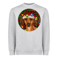 Heather Grey Christmas Dachshund Heavyweight Sweatshirt - RanaPortraitStore
