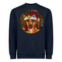 Navy Christmas Dachshund Heavyweight Sweatshirt - RanaPortraitStore