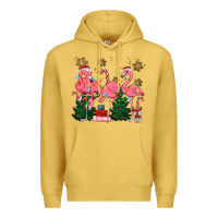 Antique Gold christmas flamingos Premium Hoodie - MaliasSmallBusiness