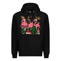 Black christmas flamingos Premium Hoodie - MaliasSmallBusiness