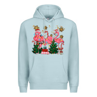 Blue Mist christmas flamingos Premium Hoodie - MaliasSmallBusiness