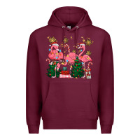 Burgundy christmas flamingos Premium Hoodie - MaliasSmallBusiness