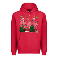 Cardinal christmas flamingos Premium Hoodie - MaliasSmallBusiness