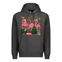 Charcoal Heather christmas flamingos Premium Hoodie - MaliasSmallBusiness