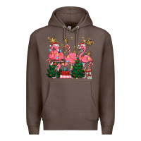 Coffee christmas flamingos Premium Hoodie - MaliasSmallBusiness