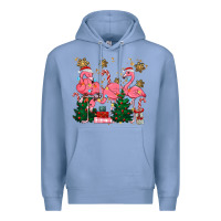 Colony Blue christmas flamingos Premium Hoodie - MaliasSmallBusiness