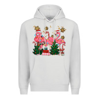 Dove Grey christmas flamingos Premium Hoodie - MaliasSmallBusiness