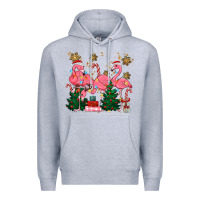 Heather Grey christmas flamingos Premium Hoodie - MaliasSmallBusiness