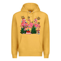Mustard christmas flamingos Premium Hoodie - MaliasSmallBusiness