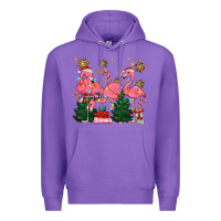 Purple christmas flamingos Premium Hoodie - MaliasSmallBusiness