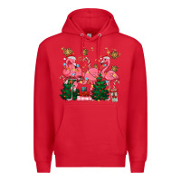 Red christmas flamingos Premium Hoodie - MaliasSmallBusiness