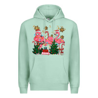 Seafoam christmas flamingos Premium Hoodie - MaliasSmallBusiness