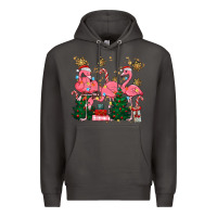 Smoke christmas flamingos Premium Hoodie - MaliasSmallBusiness
