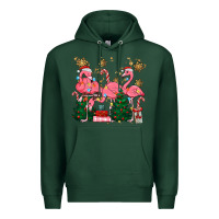Sports Green christmas flamingos Premium Hoodie - MaliasSmallBusiness