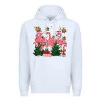 White christmas flamingos Premium Hoodie - MaliasSmallBusiness