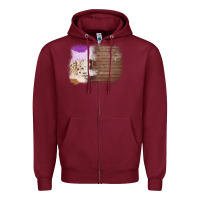 Burgundy Wood Cowhide Pattern Zipper Hoodie - Bettercallsaul