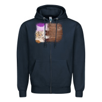 Navy Wood Cowhide Pattern Zipper Hoodie - Bettercallsaul