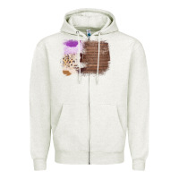 Oatmeal Heather Wood Cowhide Pattern Zipper Hoodie - Bettercallsaul
