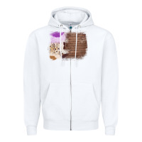 White Wood Cowhide Pattern Zipper Hoodie - Bettercallsaul