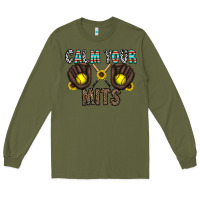 Army Green calm your mits Long Sleeve Tee - CowhideDigitalArt