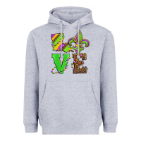 Heather Grey love mardi gras Heavyweight Hoodie - Jasminsmagicworld
