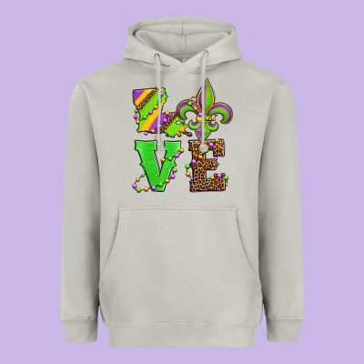 Love Mardi Gras Heavyweight Hoodie Designed By Jasminsmagicworld