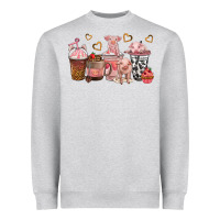 Heather Grey pigs coffee cups Heavyweight Sweatshirt - texasbilliewilder