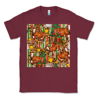 Burgundy christmas leopard cow with gift boxes Classic Tee - FaDigitalArtStudio