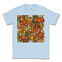 Dusty Blue christmas leopard cow with gift boxes Classic Tee - FaDigitalArtStudio