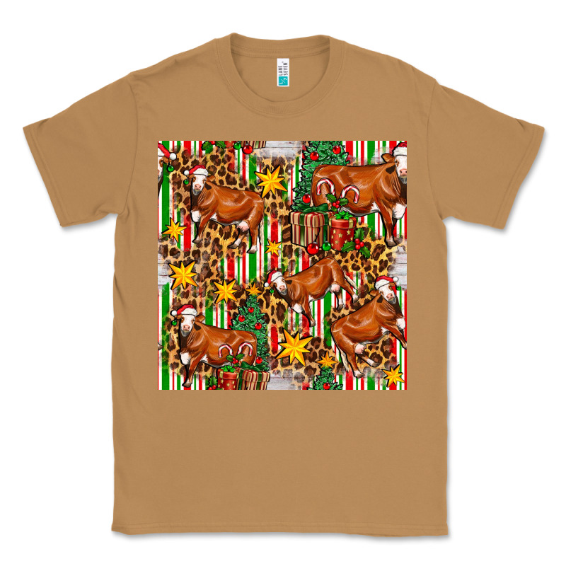 Christmas Leopard Cow With Gift Boxes Classic Tee by FaDigitalArtStudio | Teevron