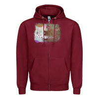 Burgundy Cowhide Wood Glitter Pattern Zipper Hoodie - Bettercallsaul