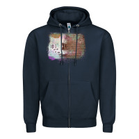 Navy Cowhide Wood Glitter Pattern Zipper Hoodie - Bettercallsaul