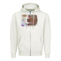Oatmeal Heather Cowhide Wood Glitter Pattern Zipper Hoodie - Bettercallsaul