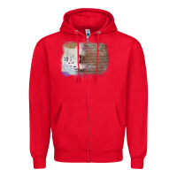 Red Cowhide Wood Glitter Pattern Zipper Hoodie - Bettercallsaul