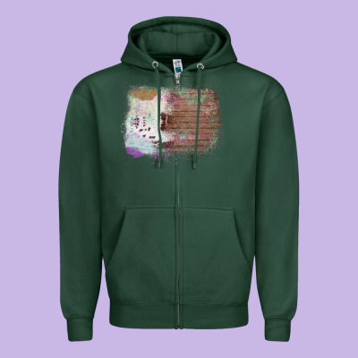 Cowhide Wood Glitter Pattern Zipper Hoodie Designed By Bettercallsaul