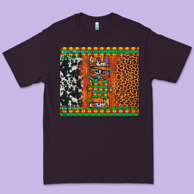 Love Autism Awareness Leopard Cowhide Premium Tee Designed By Artiststas
