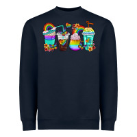 Navy rainbow coffee cups Heavyweight Sweatshirt - texasbilliewilder