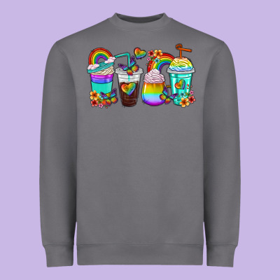 Heavyweight Sweatshirt rainbow coffee cups
