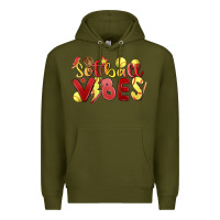 Army Green softball vibes Premium Hoodie - MaliasSmallBusiness