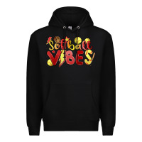 Black softball vibes Premium Hoodie - MaliasSmallBusiness