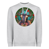 Heather Grey Dark Goat Christmas Heavyweight Sweatshirt - RanaPortraitStore