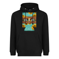 Black mom hereford cattle sunflowers on tooled leather regular can cooler Heavyweight Hoodie - BarkalooDesign