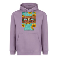 Lavender mom hereford cattle sunflowers on tooled leather regular can cooler Heavyweight Hoodie - BarkalooDesign