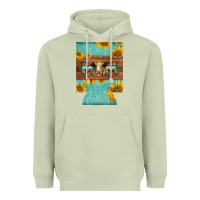 Matcha mom hereford cattle sunflowers on tooled leather regular can cooler Heavyweight Hoodie - BarkalooDesign