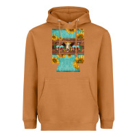 Meerkat mom hereford cattle sunflowers on tooled leather regular can cooler Heavyweight Hoodie - BarkalooDesign